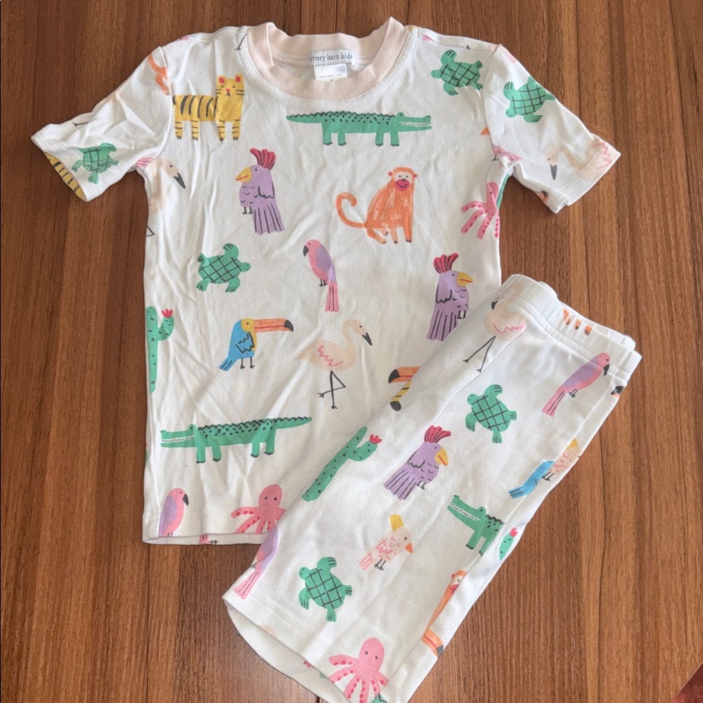 Pottery Barn Kids Colorful Animal Print Pajama Set